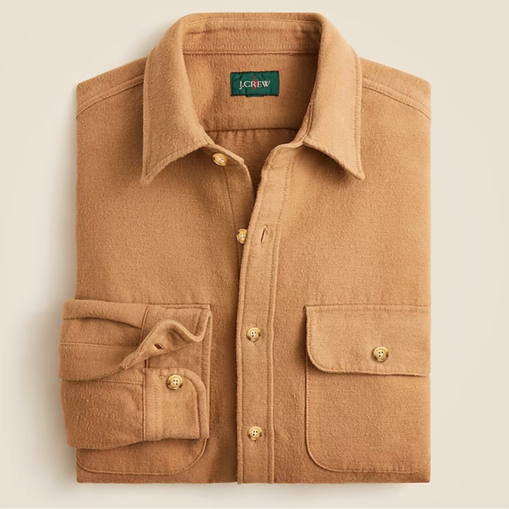 NWOT Large J.Crew Heavyweight chamois workshirt in tan
